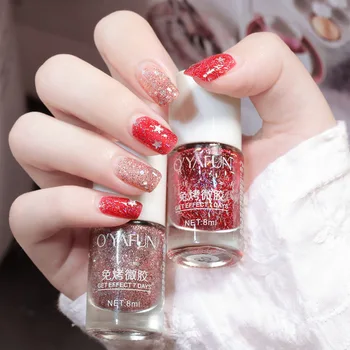 

8Ml Sequins Water-Based Gel Nail Polish Free Baking Tearable Varnish Non-Toxic Translucent Jelly Manicure Lacquer Nail Supplies