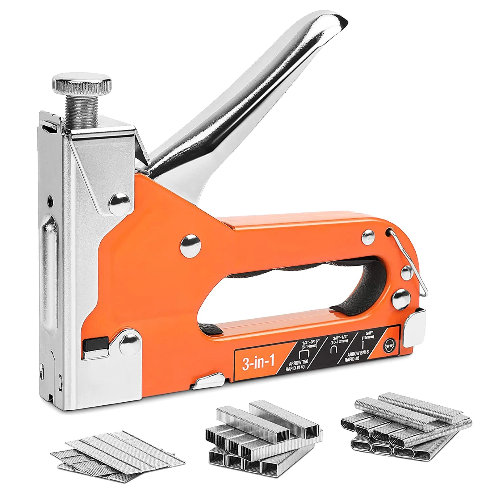 

Manual Nail Staple Gun Furniture Stapler Rivet 3-in-1 Gun Kit Nailers Rivet Tool Wood Door Upholstery Framing With 600 Staples