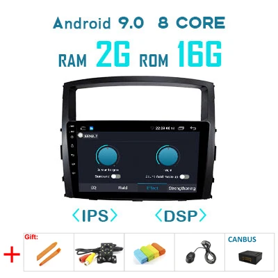 1280*720P Android 9,0 4G 64G Carplay Авто gps радио для MITSUBISHI PAJERO V97 V93 2006- мультимедиа DSP ips экран без DVD - Цвет: 2G 16G DSP canbus