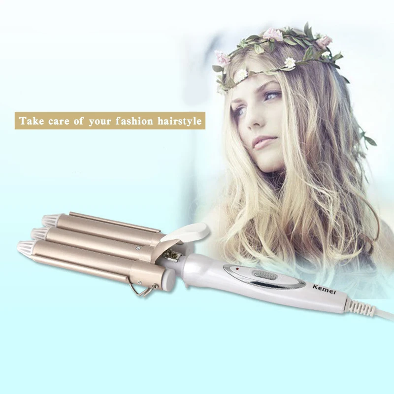 

Kemei hair care & styling tools curler iron hair curling irons rotating style curl hair styler Ceramic Anti-Scald Wave Curler 4