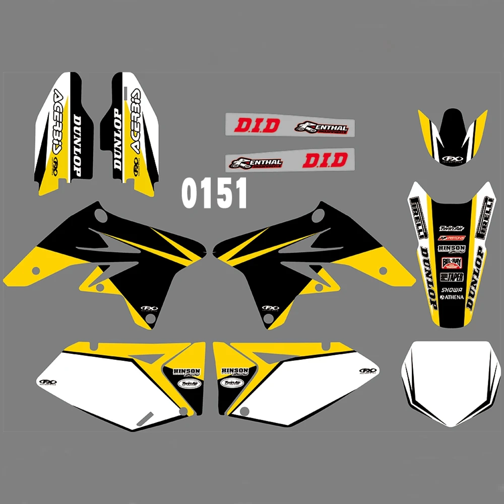 Для SUZUKI RMZ250 2007-2009 Графика наклейки на заказ Номер Наименование лента 3M Полный мотоцикл Фоновые наклейки аксессуары