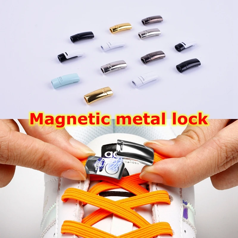 Magnetic Shoelaces Metal Lock Buckle Suitable for all kinds of shoes Lazy laces Buckle Child Adult Casual Unisex No Tie Shoelace