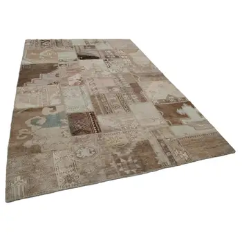 

202x301 Cm Beige Handmade Patchwork Rug-7x10 Ft