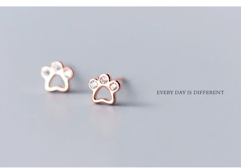 Dog Paw Stud Earrings For Women Silver 925 Minimalist Fine Women's Earrings Jewelry - PeticaDeals