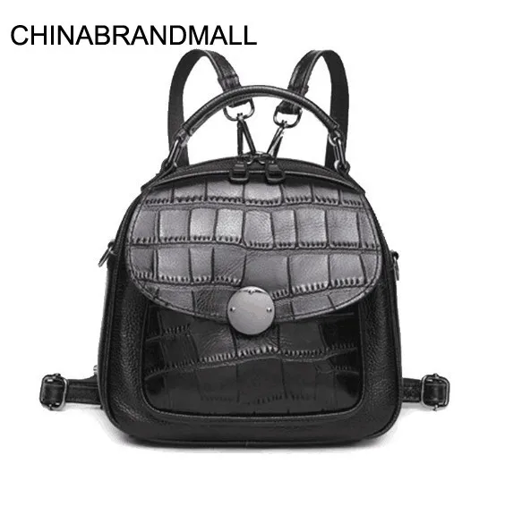

Genuine leather mini size crocodile pattern backpack high