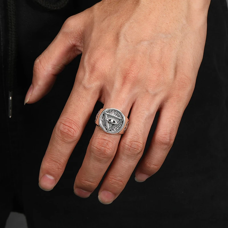 V. YA, готические панковские геометрические кольца для мужчин, ретро кольцо "глаз мудрости", S925 Серебряные вечерние ювелирные изделия, мужские ювелирные изделия, подарки