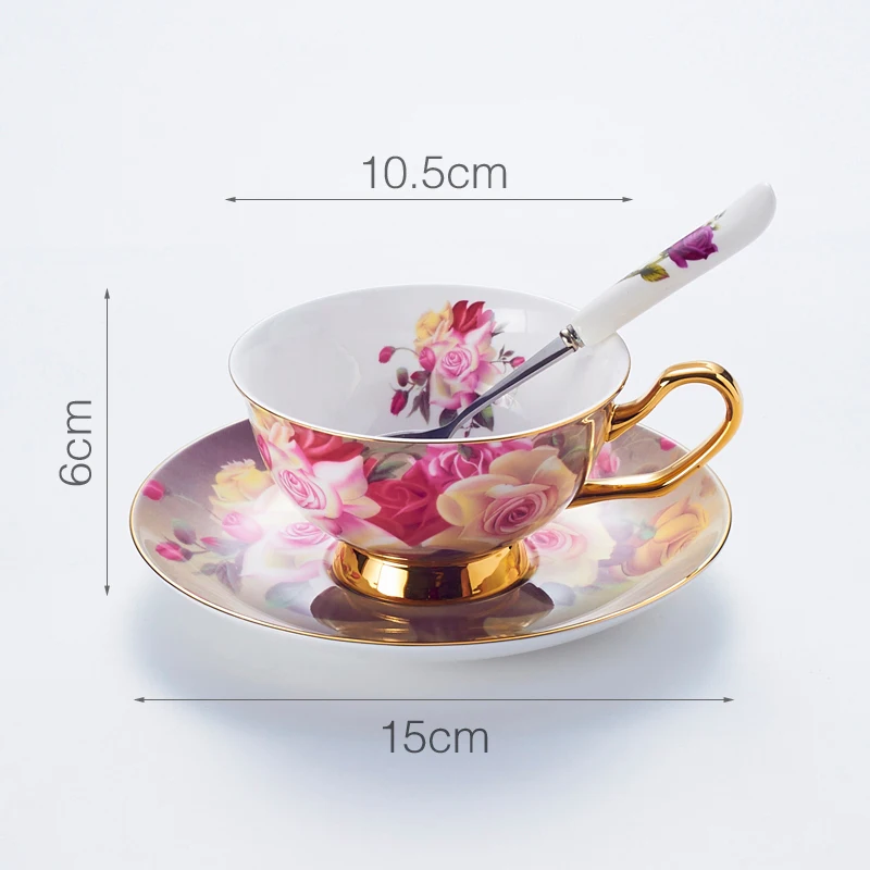Juego De Taza Y Platillo De Cerámica Con Cuchara - 310 Ml, Regalo Para Mamá O Novia (Rosa)