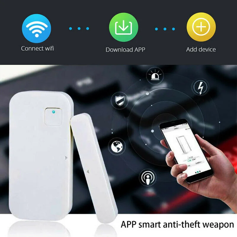 

Wireless WiFi Door Window Sensor Magnet Sensor Compatible with Alexa Google IFTTT ING-SHIPPING