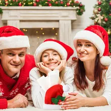 Для рождественской вечеринки колпак Санта-Клауса бархат в красную и белую Кепки для Костюмы Санта-Клауса