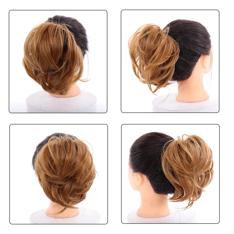 LUPU Women's Synthetic Hair Scrunchie Hair Bun Chignon Elastic Band Made Of Hair Tie Clip Straight Hairpiece Ponytail