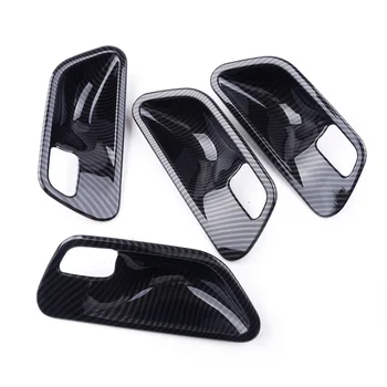

4pcs Interior Car Door Handle Bowl Cover Trim Carbon Fiber Black Fit For BMW 3 Series F30 2013 2014 2015 2016 2017 2018