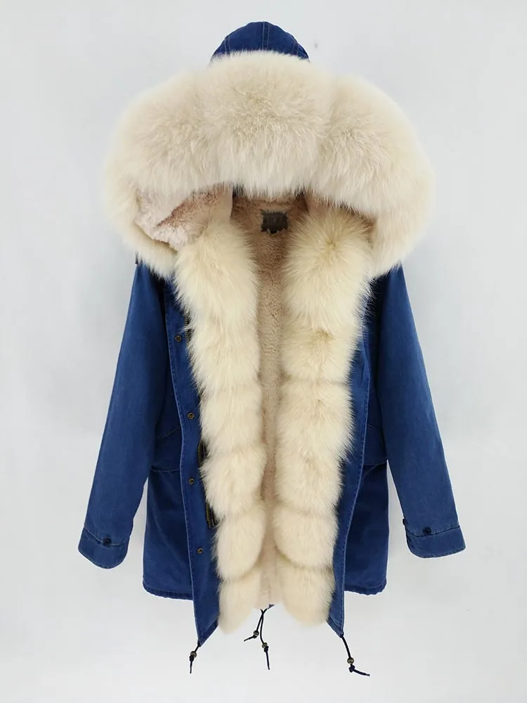 Женское пальто на натуральном меху FURTJY, парка длинная, теплая, с лисьим меховым воротником, съемная подкладка, зимний сезон - Цвет: 13
