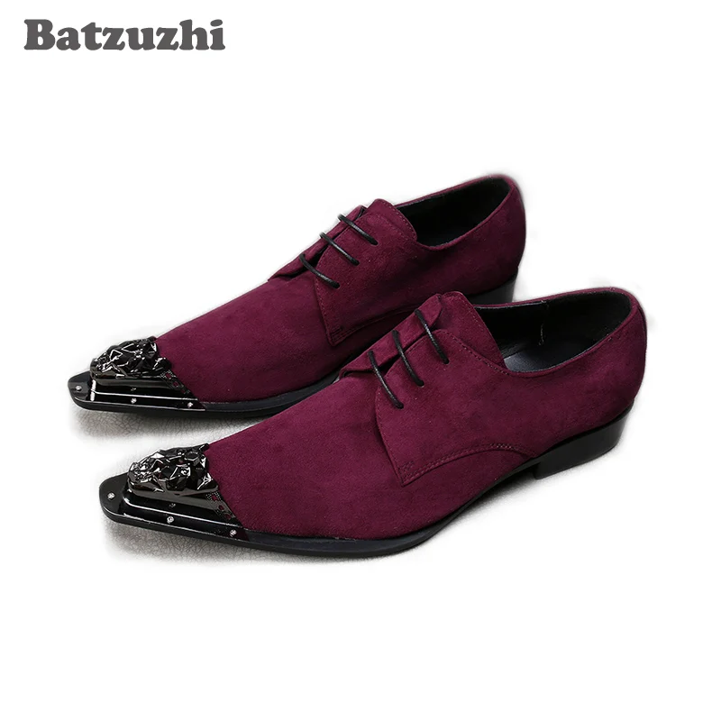 

Batzuzhi Fashion Men Shoes Lace-up Formal Business Shoes Leather Suede Party and Wedding Shoes Men Zapatos Hombre, Big US6-12