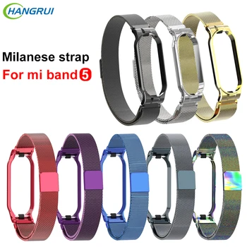 

Metal Milanese Wristband Wrist Strap For mi band 5 Bracelet Miband 5 Mi5 Magnetic Correa Strap For Xiaomi Mi band 5 accessories