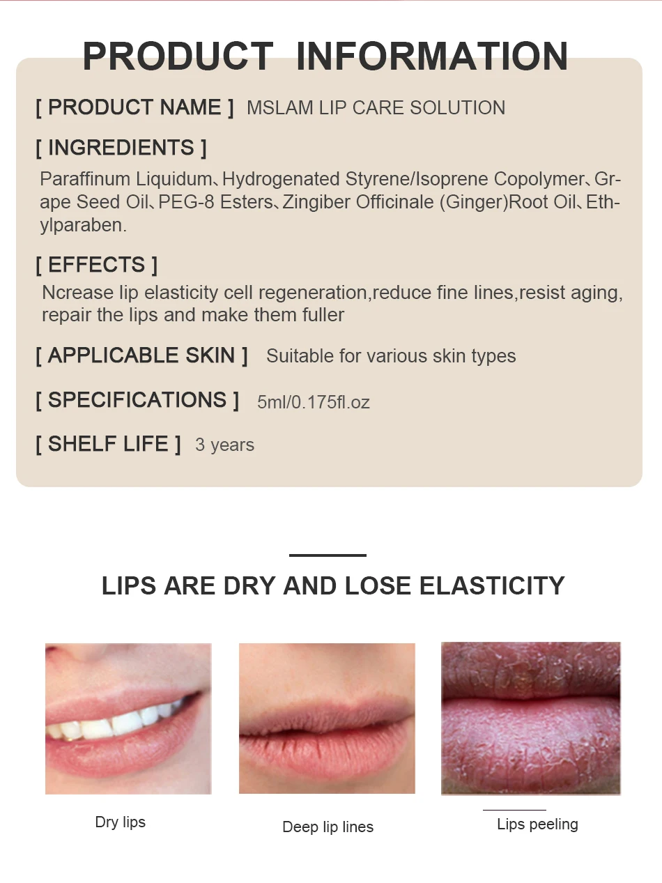 MSLAM  Volume Lips Plumper Oil Day Night Moisturizing Repairing Reduce Lip Fine Line Cosmetics Sexy Plump Enhancer Serum