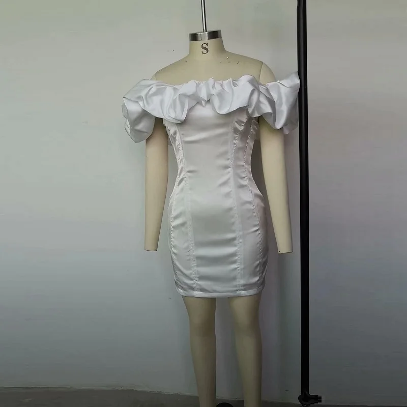 Новое Элегантное мини-платье с коротким рукавом черная модель с открытыми плечами в обтяжку летнее праздничное сексуальное Клубное платье знаменитостей Vestidos Клубная одежда - Цвет: Белый