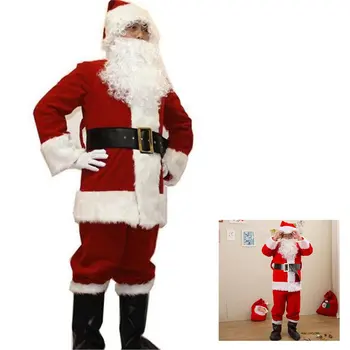

Wicked Costumes Super Deluxe, 8pc Santa Outfit Male Polyester Long sleeve Round neck Winter for Men Red-White