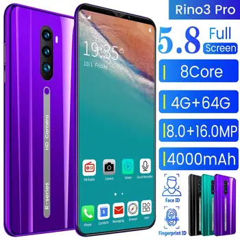 

Rino3 Pro 5.8 Inch Screen Android Phone Purple Water Drop Screen Smartphone Solid Color Mobile Phone Cool Shape Fashion