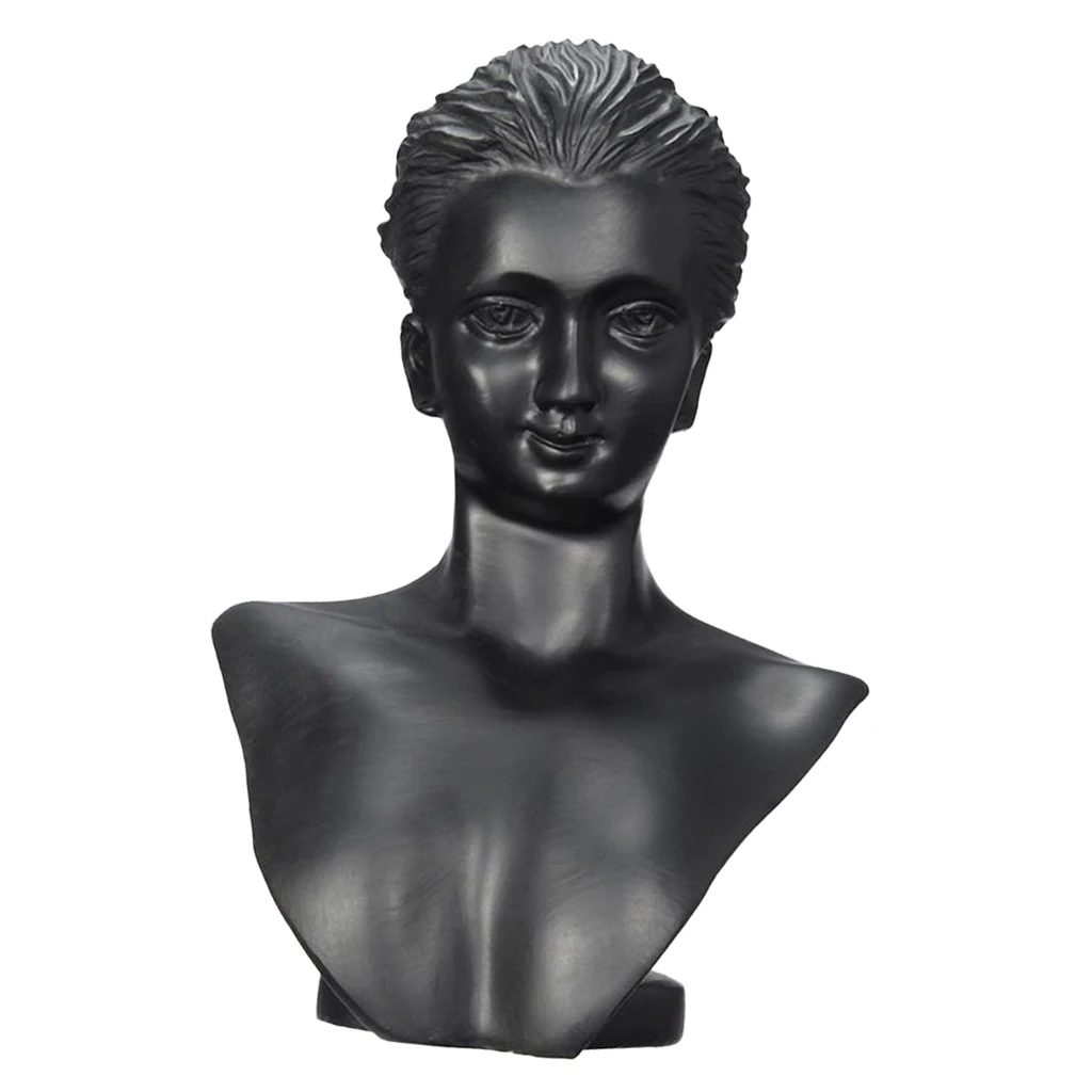 Black Resin 3D Mannequin BUST Lady Figure Display Necklaces Earring Jewelry Black Resin 3D Mannequin BUST Lady Figure Display Necklaces Earring Jewelry