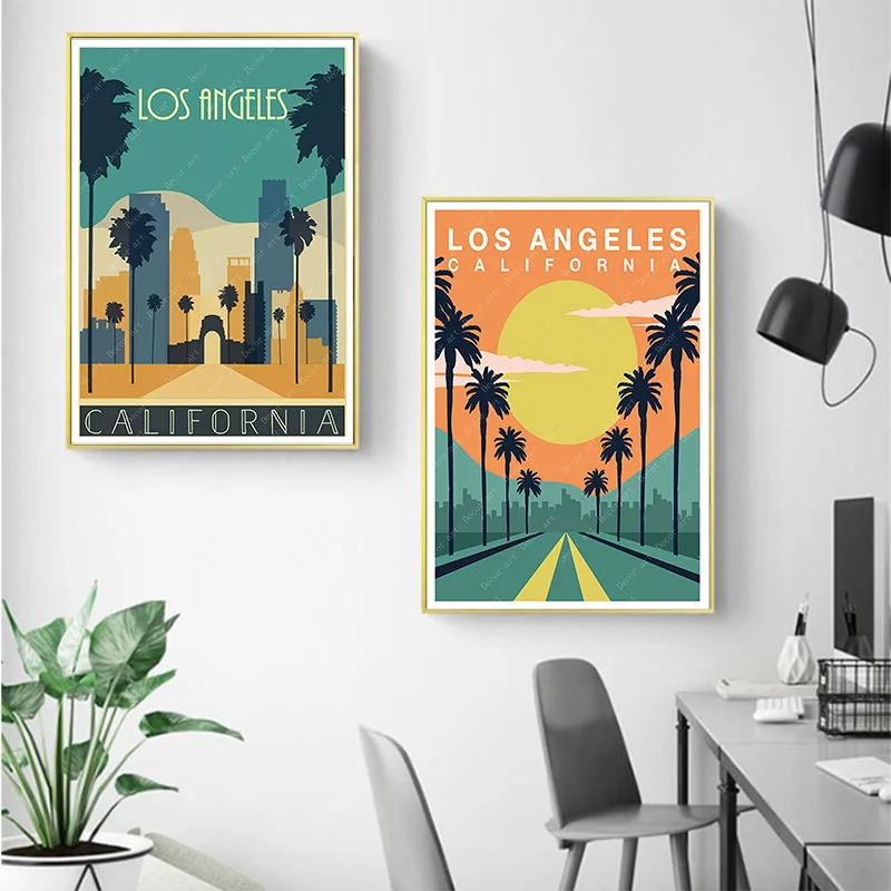 California Los Angeles Америка летний праздник путешествия холст живопись Винтаж крафт плакаты с покрытием наклейки на стену домашний Декор подарок