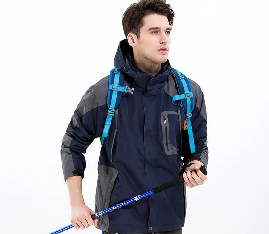 Тёмно-синий Мужская водонепроницаемая Спортивная куртка Windrunner из полиэстера с капюшоном на заказ - Цвет: Тёмно-синий