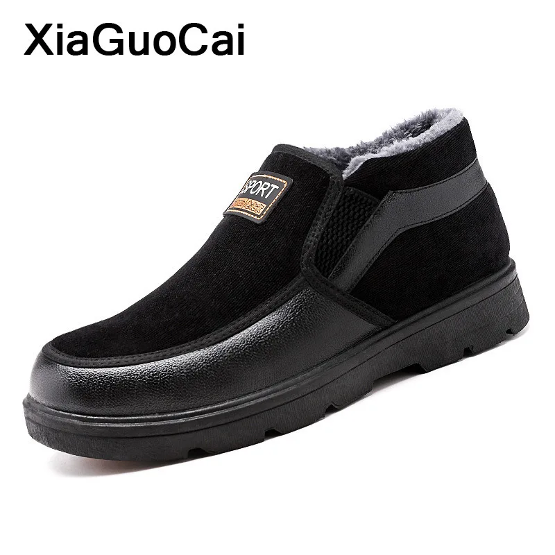 Зимняя мужская обувь Зимние ботинки Мужская на меху с высоким верхом из плюша