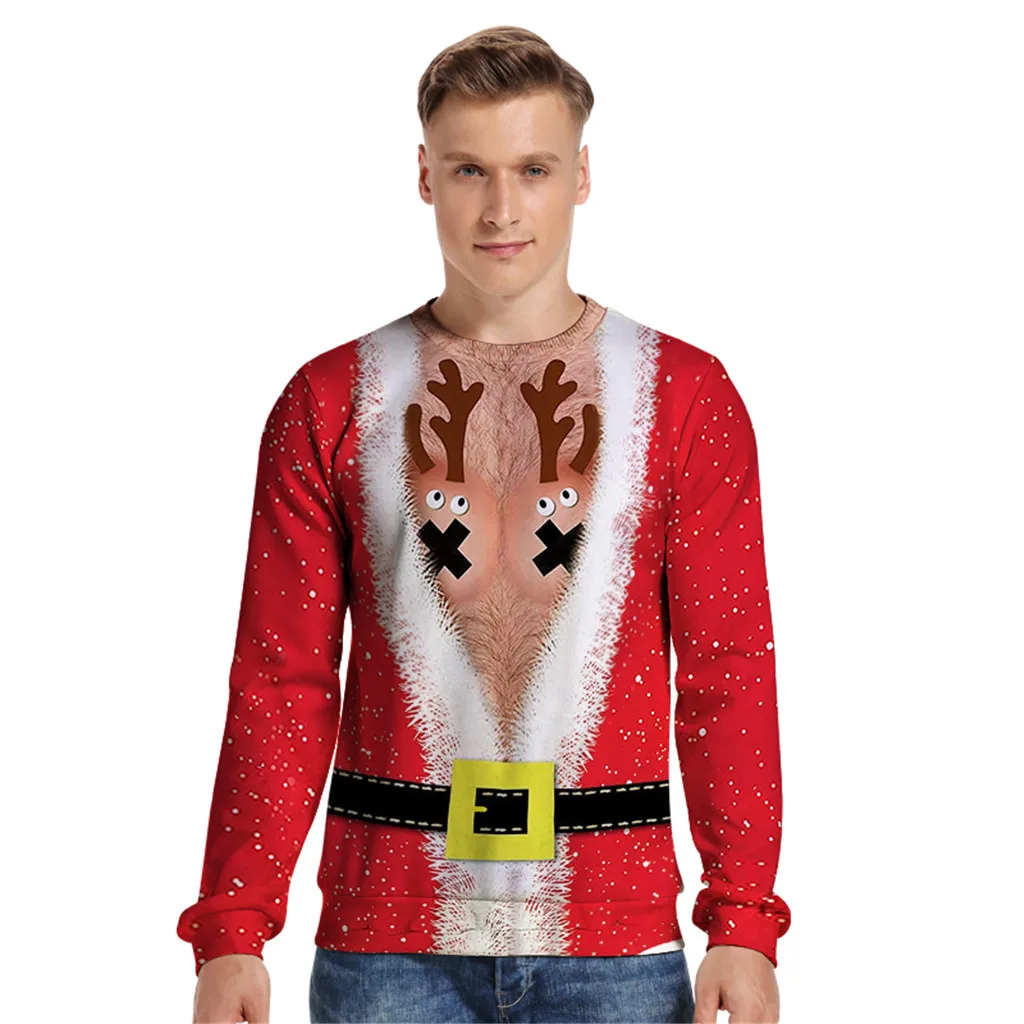 Рождественский свитер, свободный свитер с принтом уродливого Санты, Мужской Женский пуловер, Рождественский осенне-зимний топ, одежда