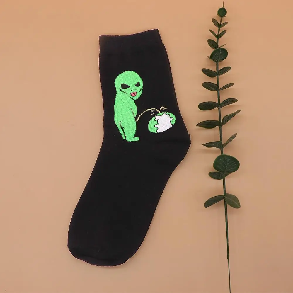 Модные удобные теплые хлопковые носки унисекс с рисунком кота из мультфильма; сезон осень-зима; вечерние носки на Хеллоуин