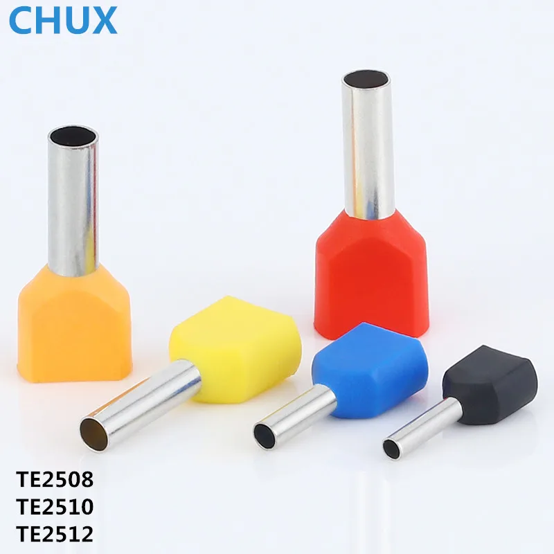 

Electrical Insulating Insulated Terminal TE2508 TE2510 TE2512 Cold pressed Cord End Double Line Tube shaped Wire Connector