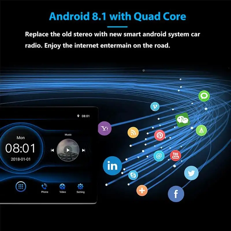 Flash Deal 10.1 inch Android 8.1 Car Radio RDS GPS Navi BT 4.0 Hands-free USB Music Player In-Dash Bluetooth Head Unit 5