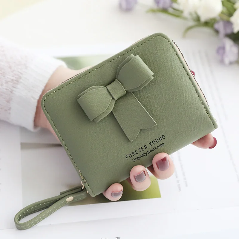 2021 Leather Women Wallet Hasp Bowknot Coin Pocket Purse Women Wallets Cards Holders Luxury Brand Wallets Designer Purse