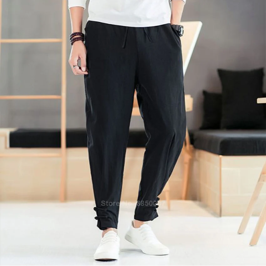 Men Japanese Style Pants Samurai Costume Vintage Male Trousers Vintage Harem Pants Plus Size Haori Kimono Yukata Streetwear
