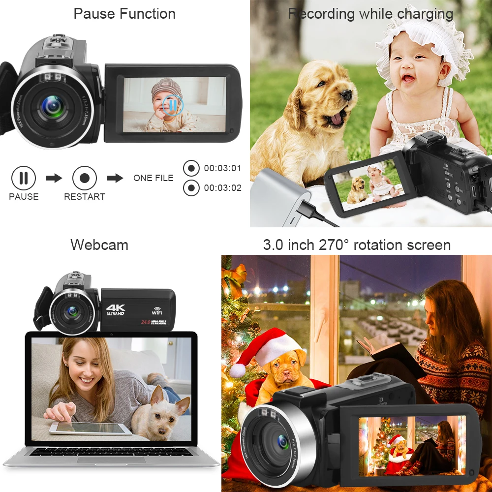 KOMERY новая видеокамера 4K WiFi 48MP встроенный заполняющий светильник с сенсорным