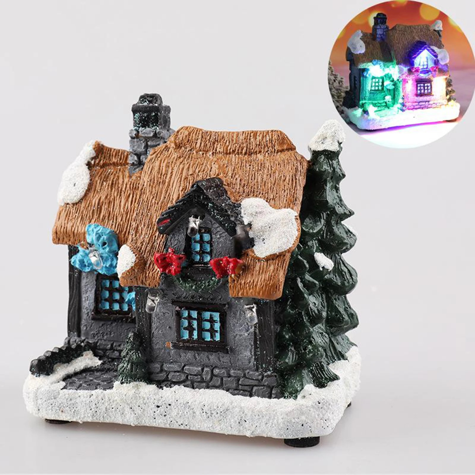 Tabletop Christmas Village Decoration Centerpiece, Home Xmas Party Bedroom Living Room Desktop Decor