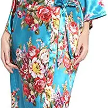 Женское ночное белье с цветочным принтом, кимоно, платье невесты, свадебное платье, шелковистый Повседневный большой халат размера, домашняя одежда, нижнее белье