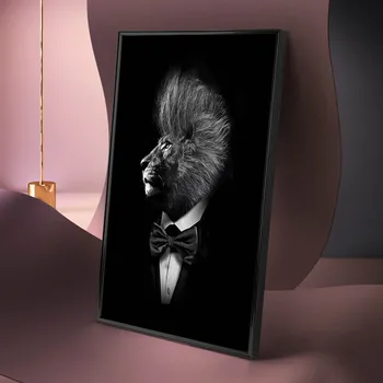 

Mr. Lion Modern Canvas Art Posters And Prints Lion in a Suit Canvas Paintings With Diy Frame Stretched Wooden Frame Inner Frame