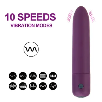 Powerful Dildo Vibrator 10 Speeds Mini Bullet Vibrator Clitoris Stimulator G-spot Massager Strong Vibration Sex Toys for Women 2