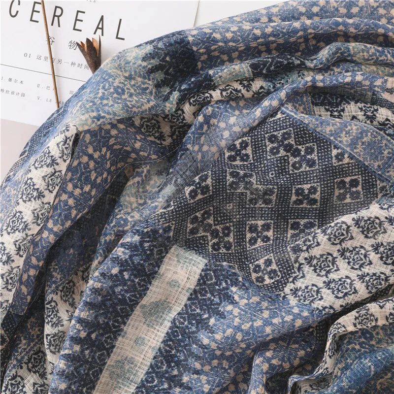 KYQIAO платок женск vintage winter scarf women платок женский long ethnic print scarf Sjaal Muslim Hijab Snood
