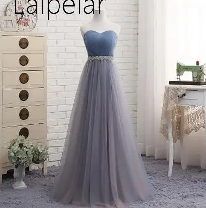 Vestido De Noiva, платье подружки невесты пыльного синего цвета, длинное платье с глубоким декольте, с бусинами, со складками, Элегантные Простые Вечерние платья для невесты, свадьбы, выпускного вечера, Новинка - Цвет: 1