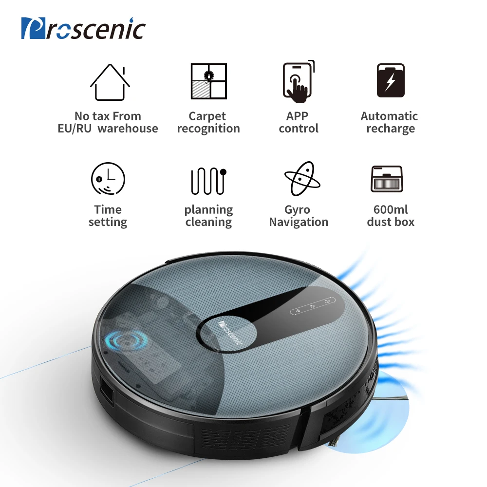 Proscenic 820P Robot Vacuum Cleaner Smart Planned 1800Pa Suction with wet cleaning for Home Carpet Cleaner Washing Smart Robot