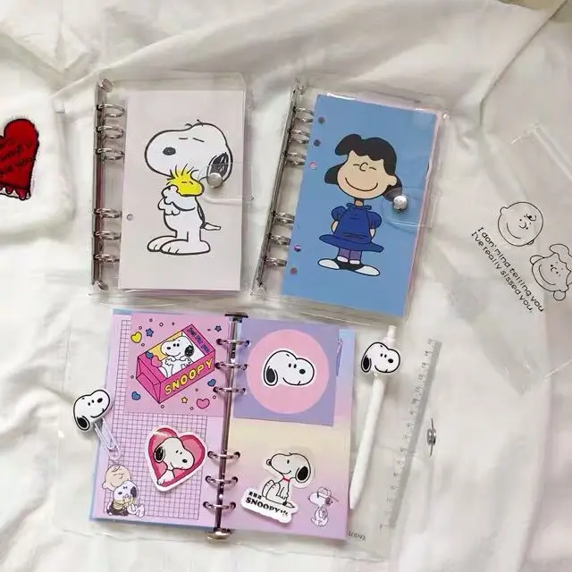 

Peanuts Rogue Dog Cartoon Loose Page Handbook Stationery set A6 Spiral PVC Cover Notebook Student Travel Diary gift box office