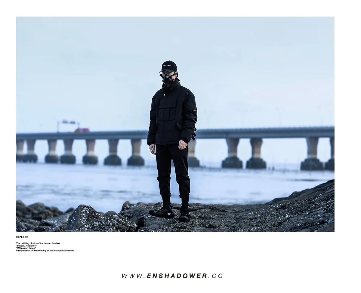 Enshadower 19aw  webbing down jacket front pocket green black techwear aesthetic streetwear warcore