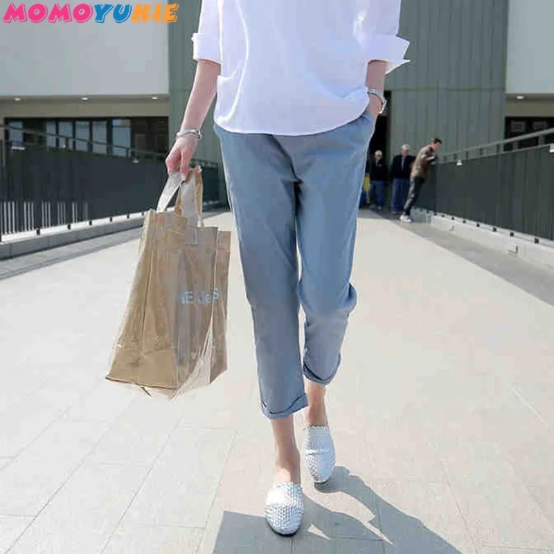 Thin Cotton Linen Spring Summer Ankle-length High Waist Leisure Maternity Pants For Pregnant Women women pants maternity pants
