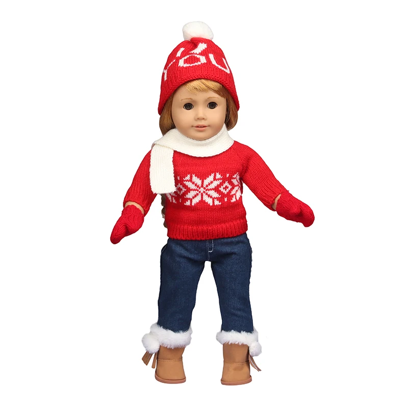 43 Cm Baby New Born Doll Clothes Wool Cute Santa Claus, Tree, Elk Christmas Clothes Suit For American 18 Inch Girl Doll Toy Gift
