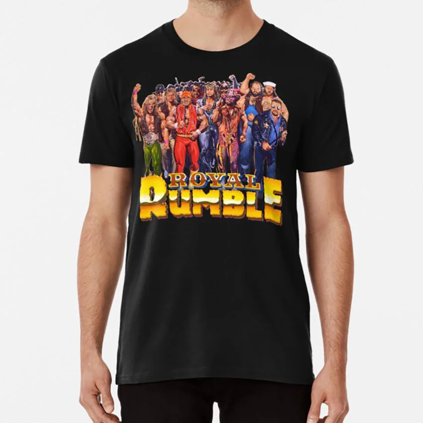 Черный 1991 Rumble! Футболка борьба WWF 90s ретро старая школа Винтаж Классический гул ТВ Популярные - Цвет: Черный