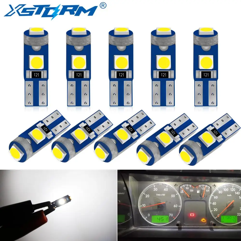 10 шт. светодиодный супер яркий светильник T5 W1.2W 27 74 86 206 3 SMD 3030 для салона