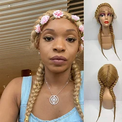 2022 NEW Box Braid Wigs Synthetic Lace Wigs For Black Women Braided Wig African America with Baby Hair 24 Inches