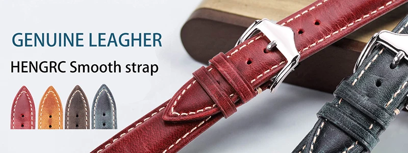 Genuine Leather Watchbands 18mm 20mm 22mm 24mm Black Dark Brown Women Men Cowhide Watch Band Strap Belt With Buckle