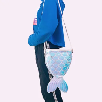 

Fashion Personality Laser Sequin Mermaid Tail Design Dazzling Women Shoulder Messenger Bag Pu Leather Handbag Purse Ladies Bolsa