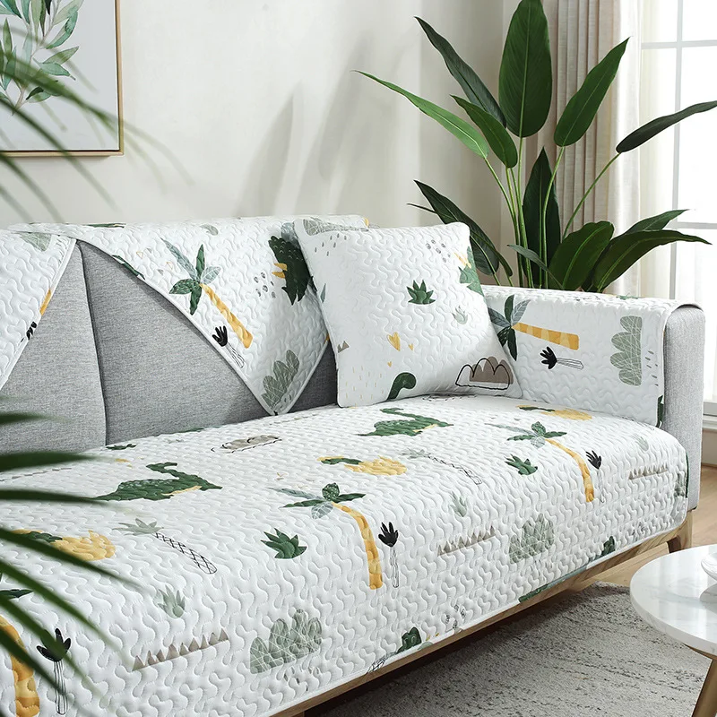 

Simple Cotton Fabric Sofa Cushion Four Seasons General-Purpose Anti-slip Pure Cotton Northern European-Style Cool Cartoon Sofa C
